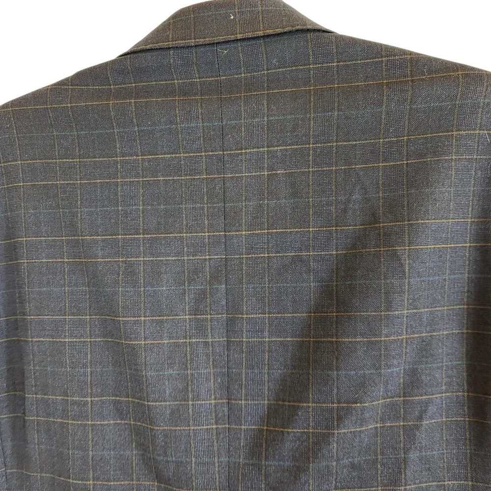 J Crew Ludlow Slim Fit‎ Two Button Wool Blend Plaid Blazer Mens 36R Navy